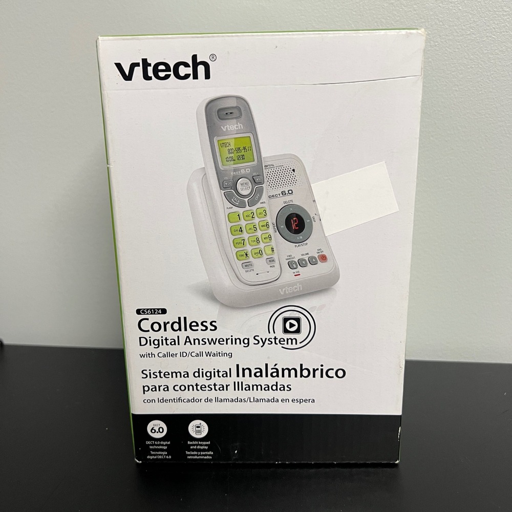 Vtech CS6124 Cordless Digital Answering System DECT 6.0 Silver White NIB